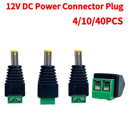 12v dc power terminal block connector plug adapter for tv cctv camera led strip light smd wire connection