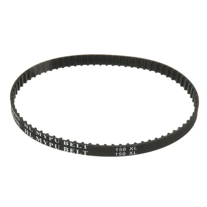 Black cogged rubber timing belt 150XL037, 75 teeth, 10mm wide, 5.08mm pitch, ideal for DIY and industrial synchronized drive systems