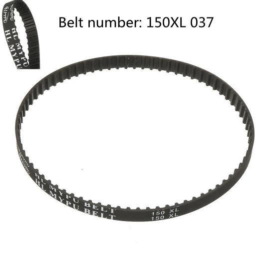 150XL037 timing belt with 75 teeth, black cogged rubber geared belt, 10mm wide, 5.08mm pitch, synchronized drive belt