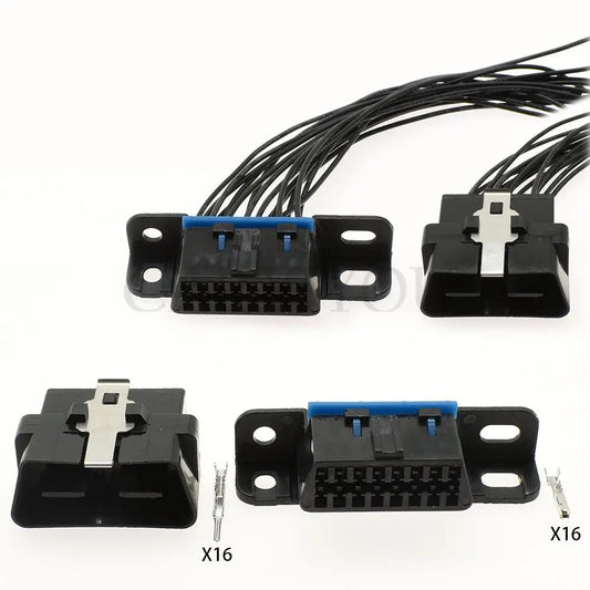 16 pin automobile black female connector OBD2 wire sockets adapter diagnostic tool with 20cm line MG610761-5