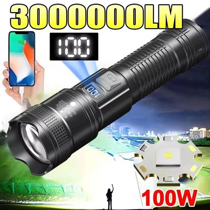 1600000 lumens super bright LED tactical flashlight