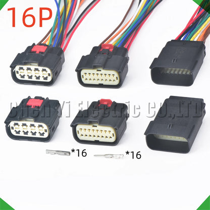 16 Pin auto connectors for headlight lamp, wire harness plug 33472-1601 33482-1606 54241630 for Ford Focus, GM, Lincoln, Dodge, GMC