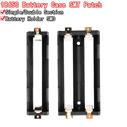 18650 battery holder box case with bronze pins for single or series battery storage, suitable for DIY electronics and power projects