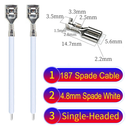 Detailed 4.8mm single-head spade terminals Cable Single-Sided White, ideal for automotive repairs, DIY projects, and home wiring solutions. Durable and easy to install.