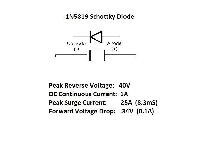 1N5819 Schottky Diode 40V 1A (5-Pack)