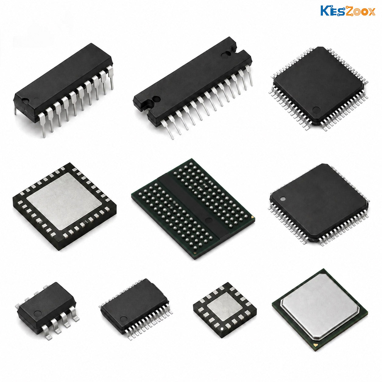 Keszoox electronic components inventory — IC chips, connectors, passives, semiconductors — ready stock for BOM sourcing