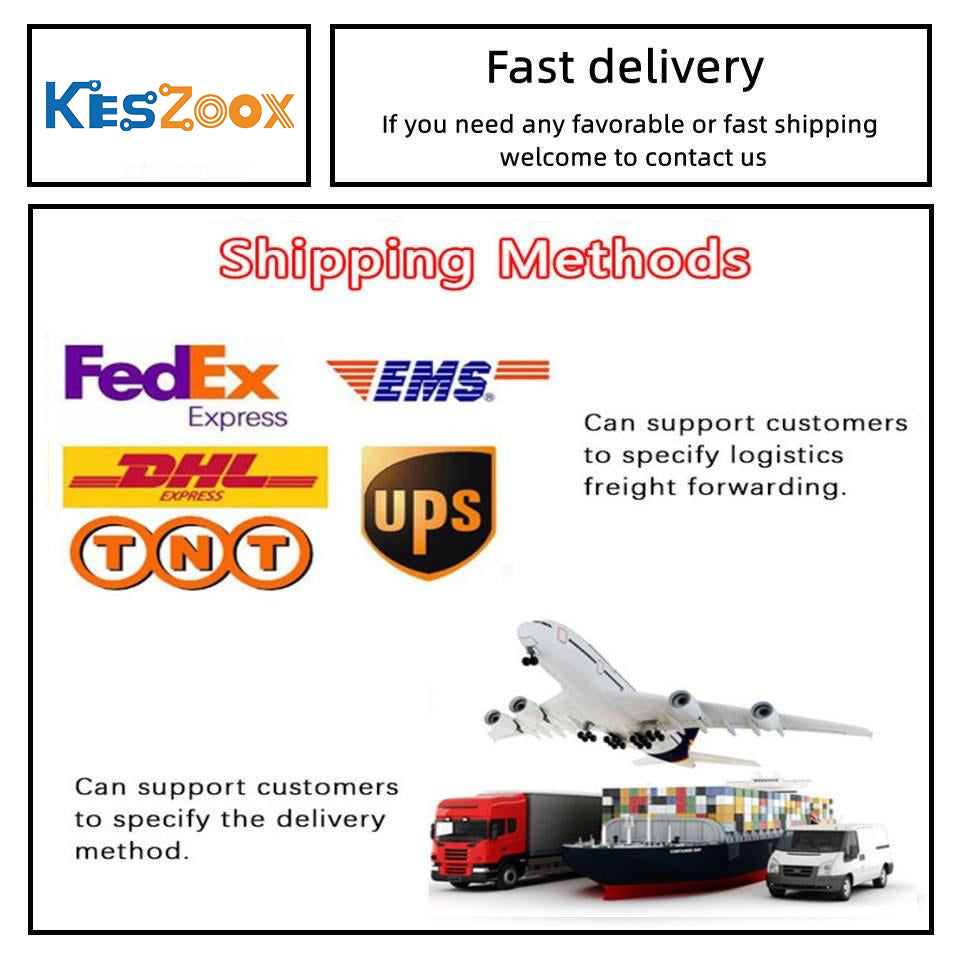 Keszoox fast delivery shipping methods — FedEx Express, DHL Express, EMS, UPS, TNT — supports freight forwarding and customer-specified logistics to 80+ countries