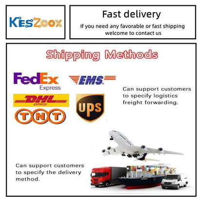 Keszoox fast delivery shipping methods — FedEx Express, DHL Express, EMS, UPS, TNT — supports freight forwarding and customer-specified logistics to 80+ countries
