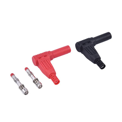 Set of 1 pair 4mm male right angle insulation wire solder type banana plug connectors