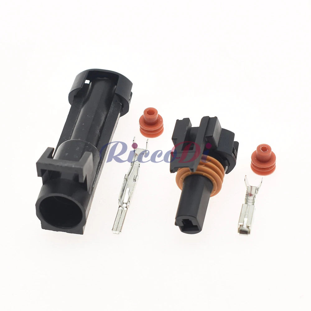 Close-up of 1 Pin male and female automotive connector showing precise pin and socket interface for reliable electrical connection