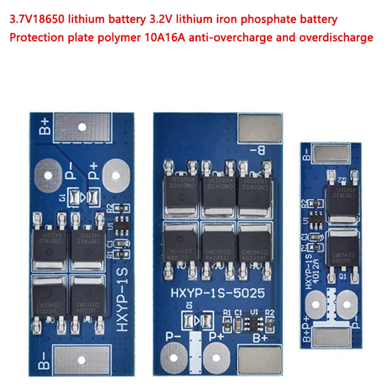 1S LiFePO4/Lithium battery protection board BMS, supports 12A–24A, with short circuit and overcharge protection, suitable for 18650 battery packs and DIY electronics