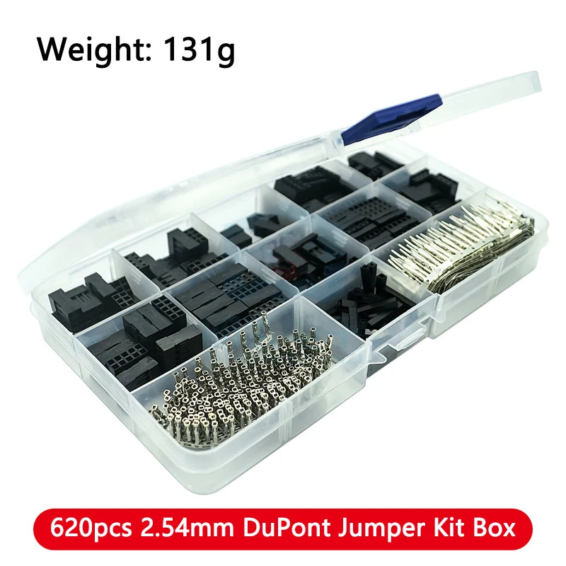 2.54mm DuPont jumper wire connector kit with housings and terminals, ideal for Arduino, Raspberry Pi, and electronics DIY projects