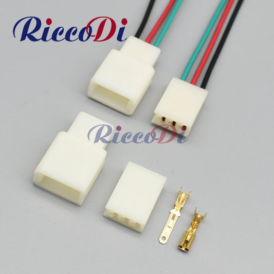 2.8mm 3 pins male female automotive connector plug with brass terminals and 15cm wires overview