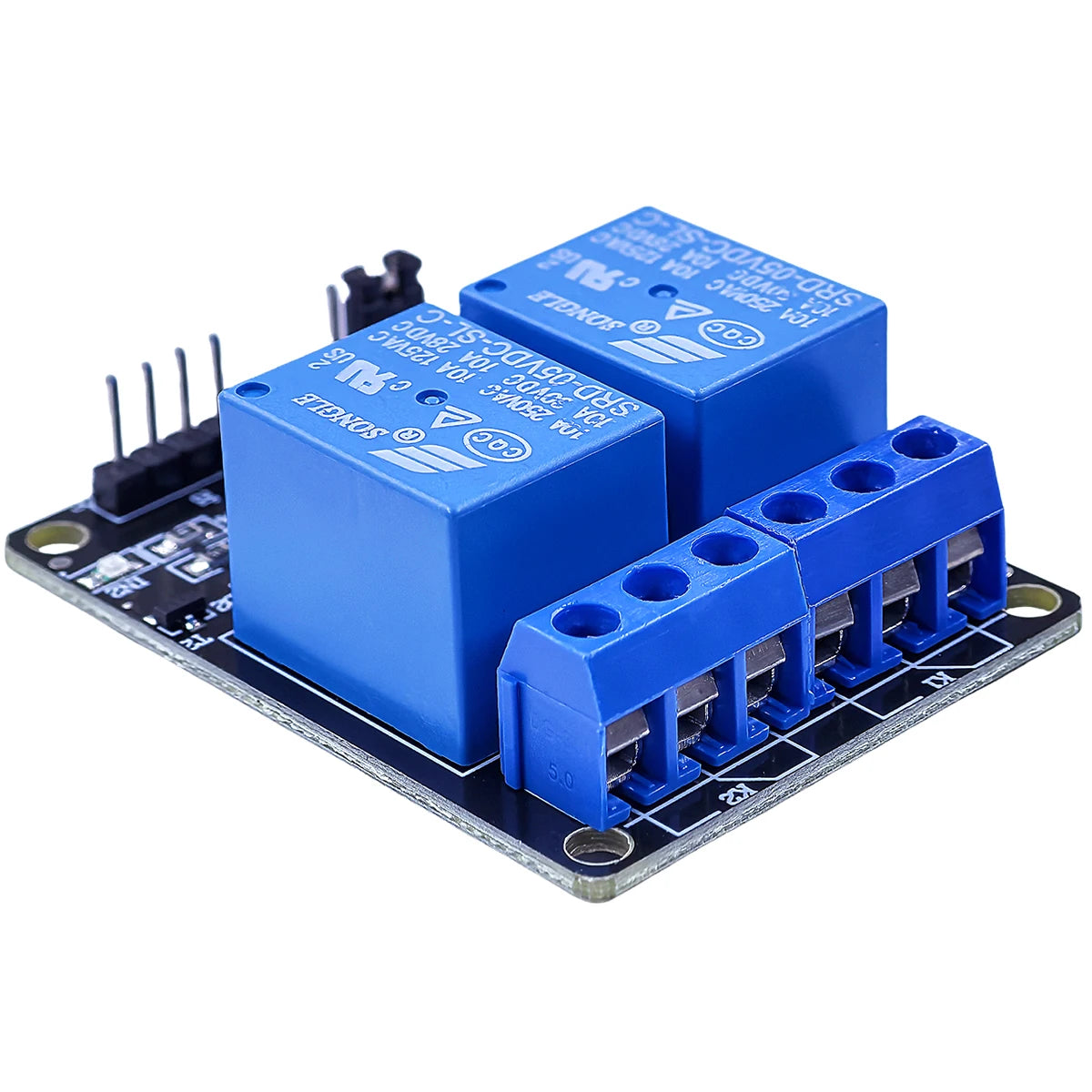 2-channel 5V/12V relay module with optocoupler, low level trigger board compatible with Arduino, PIC, AVR, DSP, and ARM MCU for DIY electronics