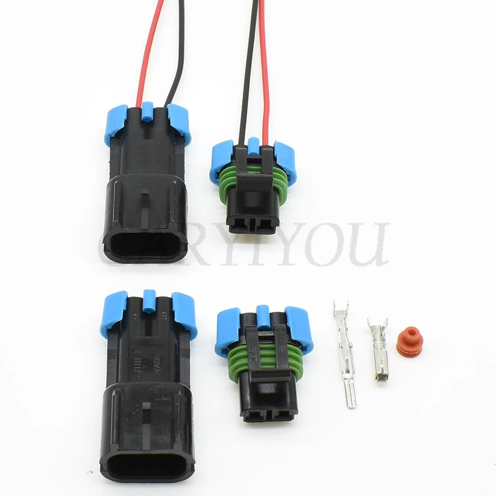 2 pin male and female plug designed for reliable connection of vehicle sensors and fan wiring