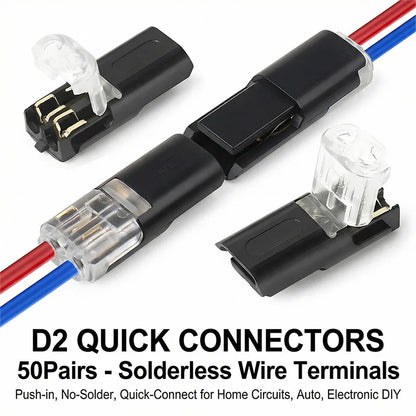 2 pin solderless LED wire connector insulation piercing strip-free quick plug terminal