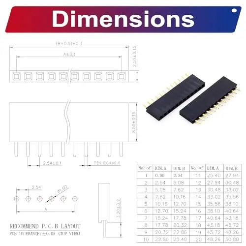 2.54mm Female Pin Header Single Row DIP Connector Kit 4
