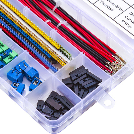 Complete 2.54mm male and female jumper wire connector kit with assorted lengths