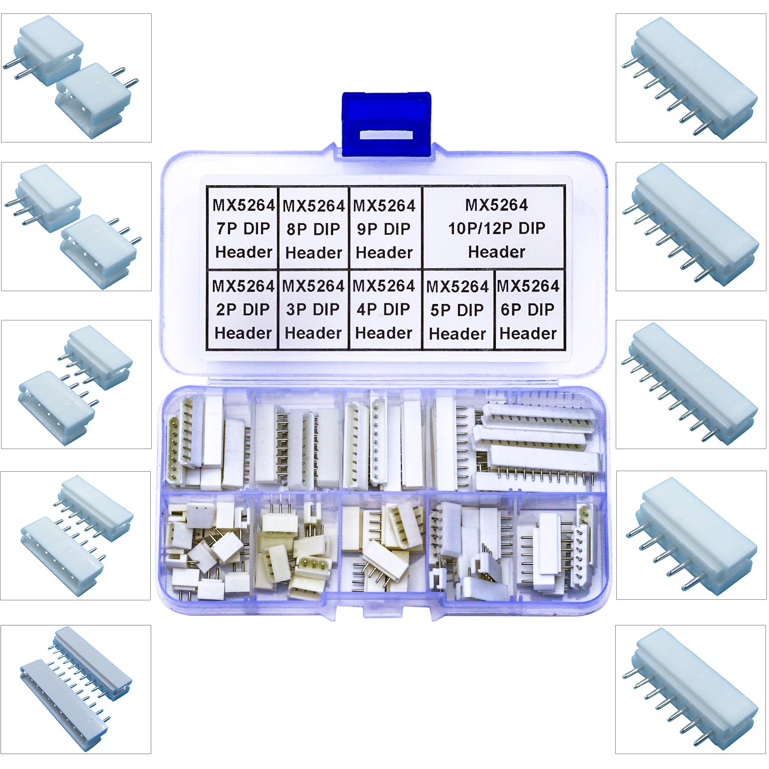 Assorted MX5264 2.5mm DIP header connectors compatible with Molex series for wire-to-board assembly