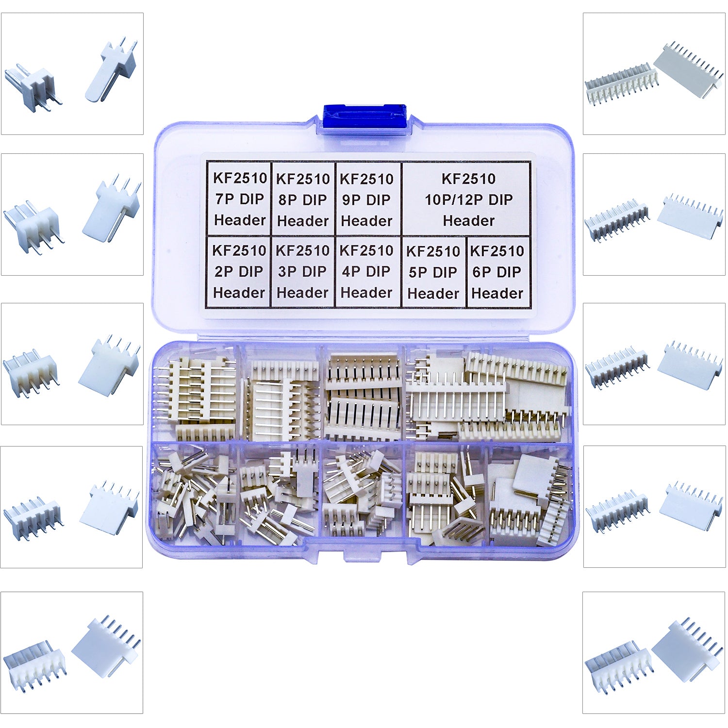 Assorted Molex KK2510 2.5mm DIP header connectors compatible with wire-to-board and PCB projects