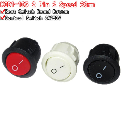 20mm ON/OFF round rocker toggle switch KCD1-105 red black white plastic push button for power control applications