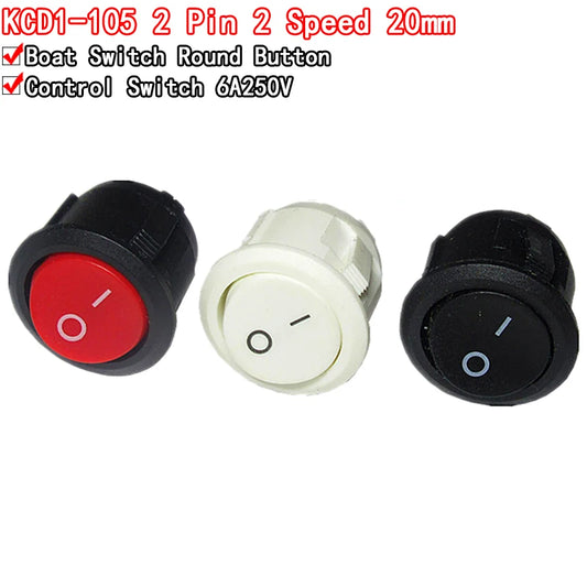 20mm ON/OFF round rocker toggle switch KCD1-105 red black white plastic push button for power control applications