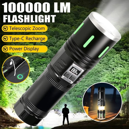 20W LED flashlight with COB light and zoom function