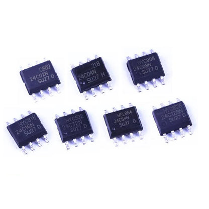 24C and 93C series SOP-8 IC chip set including 24C01–24C512 and 93C46–93C86 for EEPROM memory storage and electronic circuits