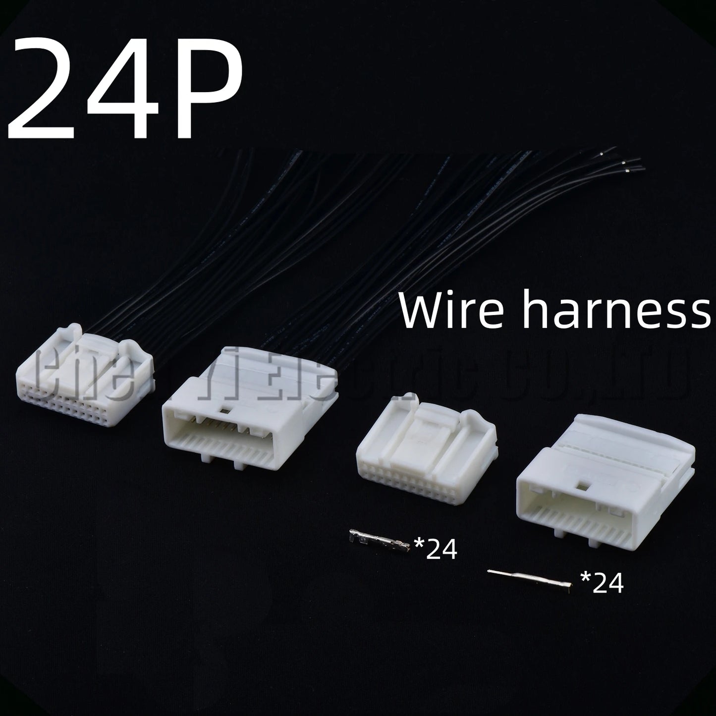 24 Pin automotive audio navigation host connector socket wire harness plug for Toyota and Nissan, part numbers 1473413-1, 1376103-1, 1318917-1