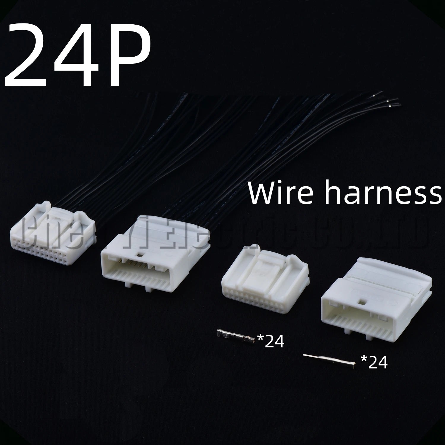 24 Pin automotive audio navigation host connector socket wire harness plug for Toyota and Nissan, part numbers 1473413-1, 1376103-1, 1318917-1