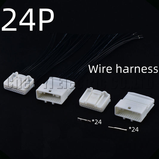 24 Pin automotive audio navigation host connector socket wire harness plug for Toyota and Nissan, part numbers 1473413-1, 1376103-1, 1318917-1