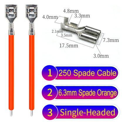 Premium 250 Type 6.3mm spade terminals Cable single-head Orange for automotive and home wiring.