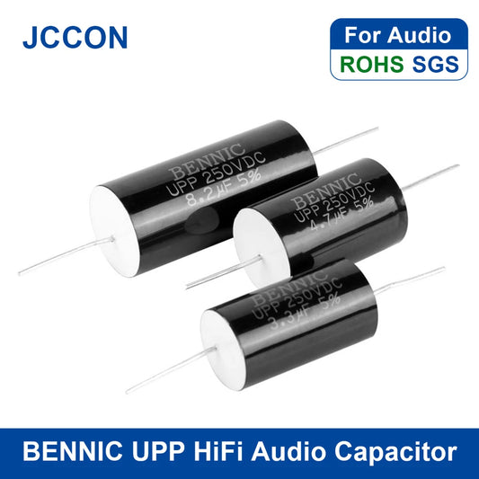 250V metallized polypropylene film capacitor, 1.0µF-22µF, ideal for HiFi audio equipment and audiophile applications