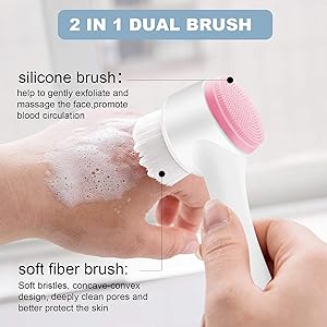 3D Silicone Facial Cleanser Double Sided Face Brush for Massage