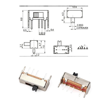 2mm handle length vertical sliding switch