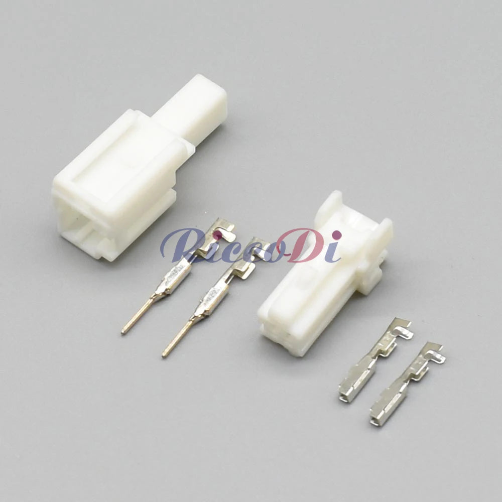 Close-up view of male and female plug on 2 pin 1.2mm automotive connector for reliable vehicle wiring