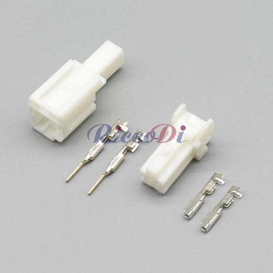 Close-up view of male and female plug on 2 pin 1.2mm automotive connector for reliable vehicle wiring