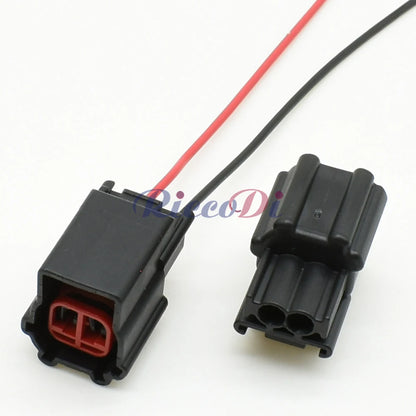 Close-up of male and female plug on 2 pin 1.5mm automotive connector for reliable electrical connections