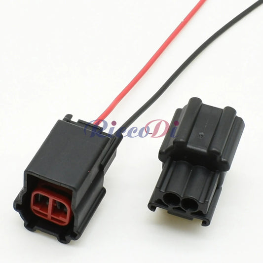 Close-up of male and female plug on 2 pin 1.5mm automotive connector for reliable electrical connections