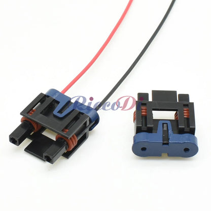 Close-up view of male and female plug on 2 pin 1.5mm automotive connector for reliable electrical connections