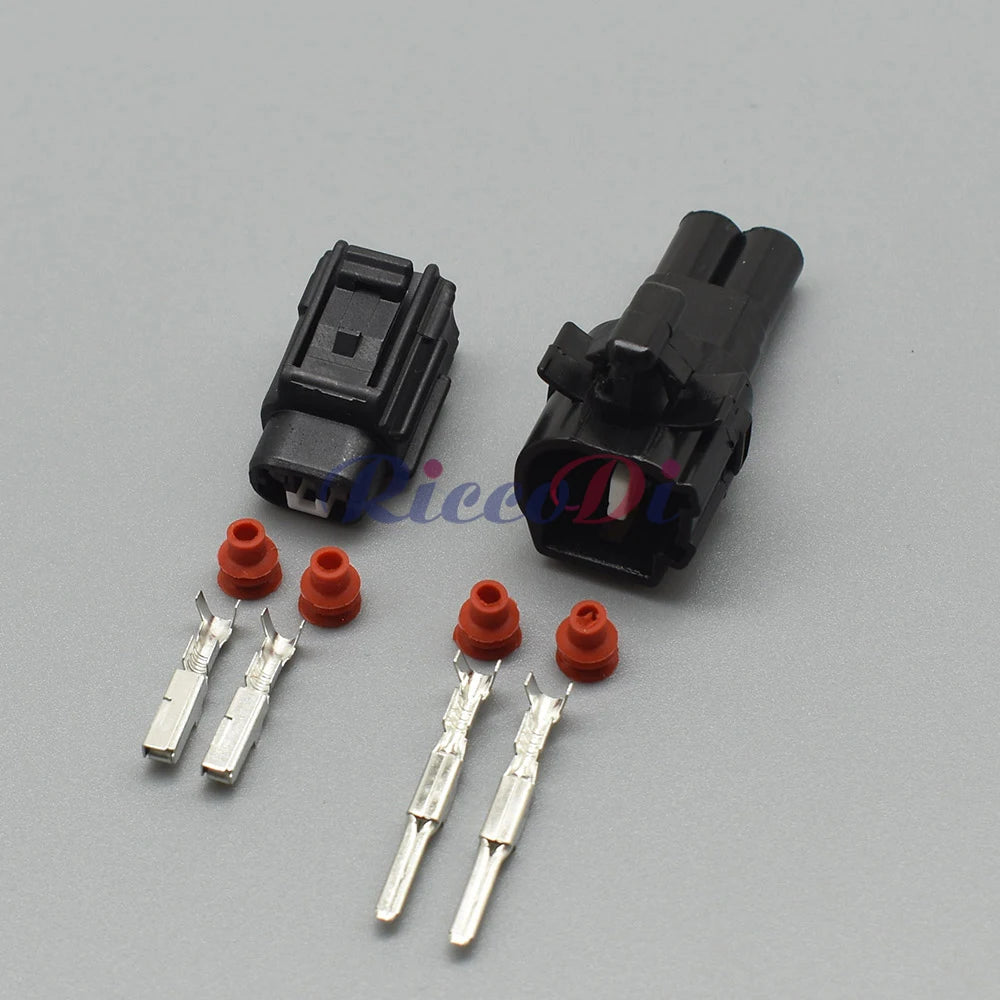Durable housing of 2-pin black automotive waterproof connector for long-lasting vehicle electrical connections