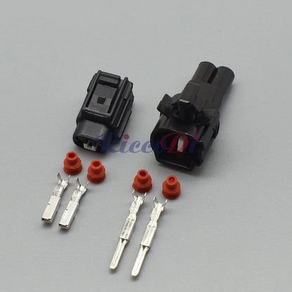 Durable housing of 2-pin black automotive waterproof connector for long-lasting vehicle electrical connections