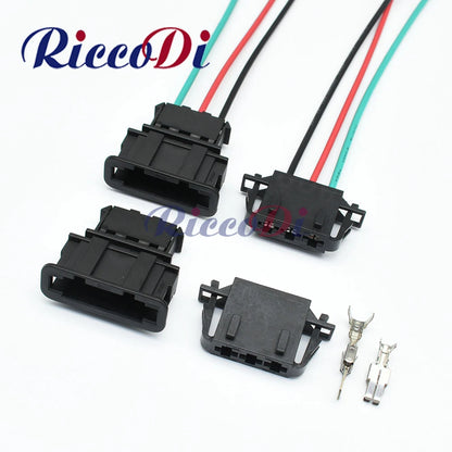 2-Pin air conditioner blower motor automotive cable connector showing male and female plug with wiring