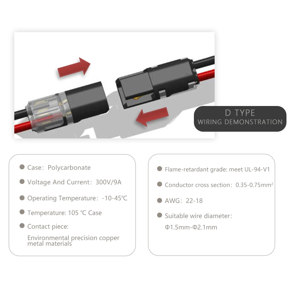 Close-up of 2 pin waterproof electrical connector for automotive wire cable with strip terminal