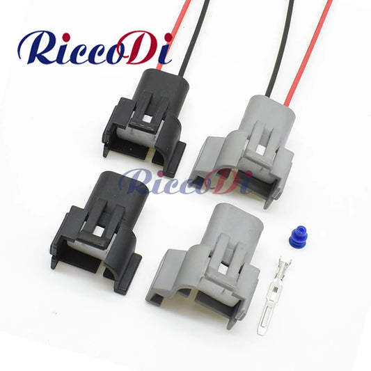 2-pin automotive male connector DJ7022A-3-11 DJ7022B-3-11 3mm series showing full plug assembly in grey and black
