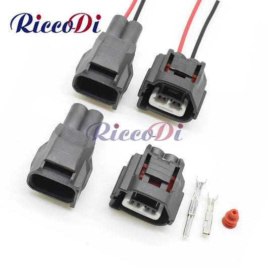 Front view of 2 pin crank and cam position sensor connector plug for automotive engine wiring