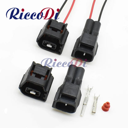 Overview of DJ7283-7028-30 2 pin automotive gearbox socket BNC black reversing lamp plug with temperature sensor connectors for Toyota