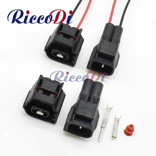 Overview of DJ7283-7028-30 2 pin automotive gearbox socket BNC black reversing lamp plug with temperature sensor connectors for Toyota
