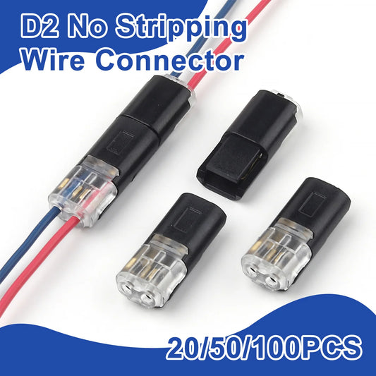 20/50/100PCS 2 Pin electrical wire connectors, insulated strip terminal block for car wire cable and automotive connection