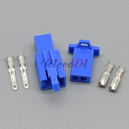 Close-up of female and male 2 pin sensor connector for automotive and motorcycle applications